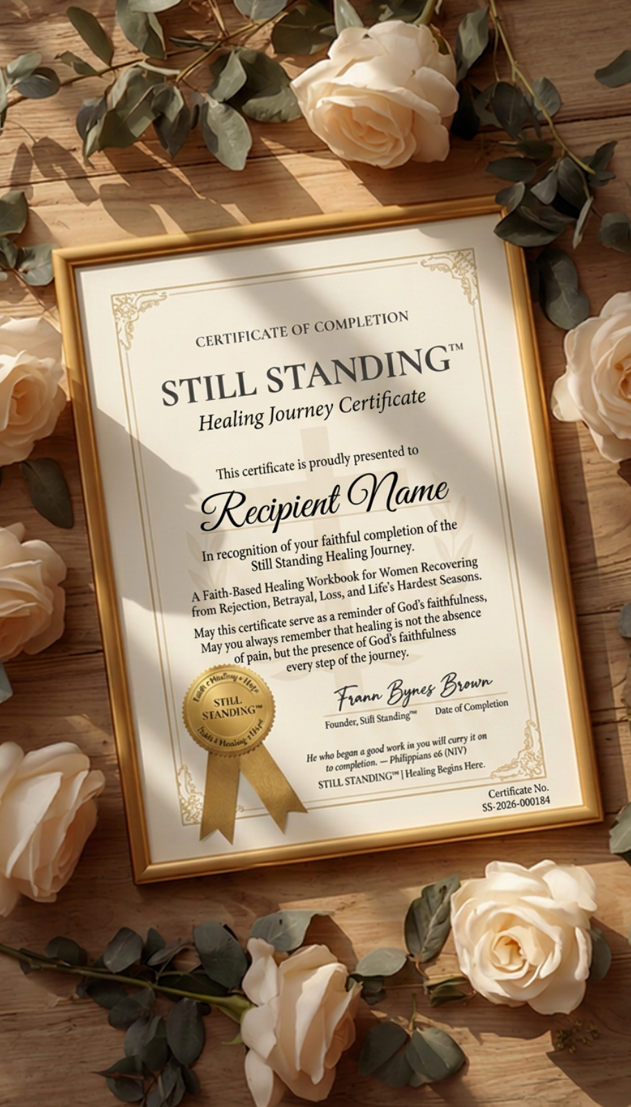 Still Standing completion certificate preview